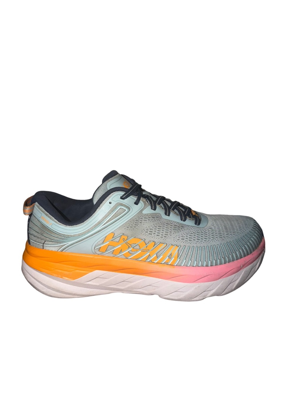 HOKA Bondi 7 wide size 10 D Women's Light Blue Gradient Cushion Running Shoe